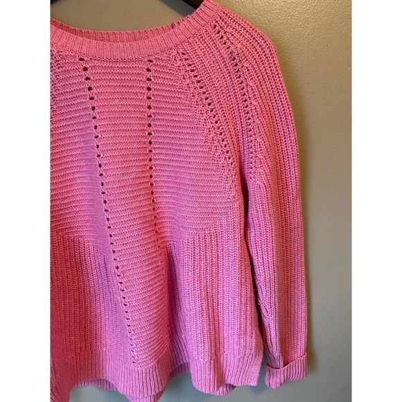 J. Crew Pointelle Knit Cable Pink Sweater - Picture 7 of 10
